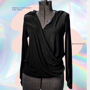 Bobeau Faux-Wrap Shirt / long sleeve shirt / Knit shirt